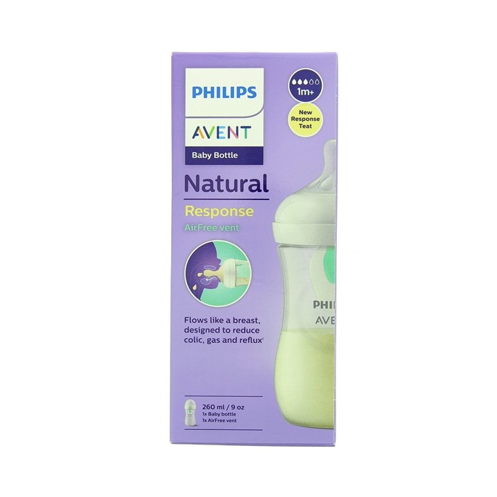 Biberon Natural Response AirFree 1m+ 260ml - Avent - IllicoPharma