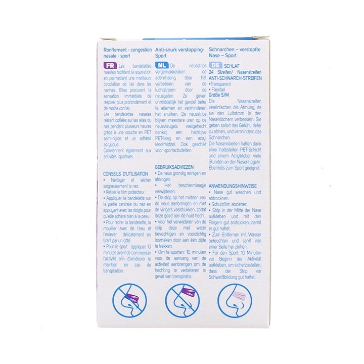 Bandelettes nasales Anti-ronflement Taille S/M - 24 bandelettes -Quiès