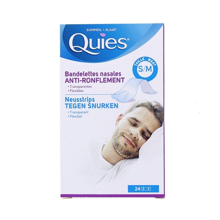 Bandelettes nasales Anti-ronflement Taille S/M - 24 bandelettes -Quiès
