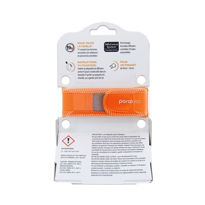 Bracelet anti-moustiques Adulte Summer Vibes Orange - PARA'KITO - IllicoPharma