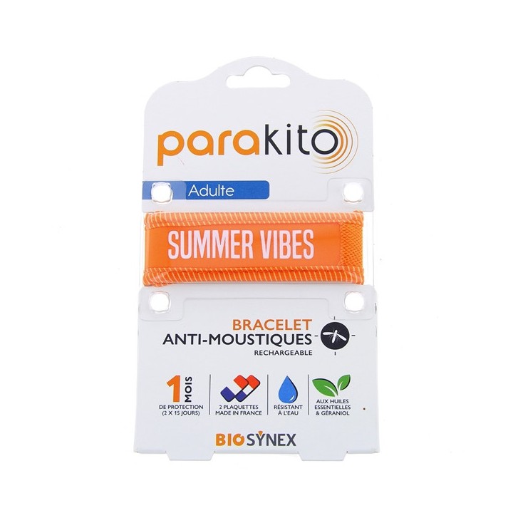 Bracelet anti-moustiques Adulte Summer Vibes Orange - PARA'KITO - IllicoPharma
