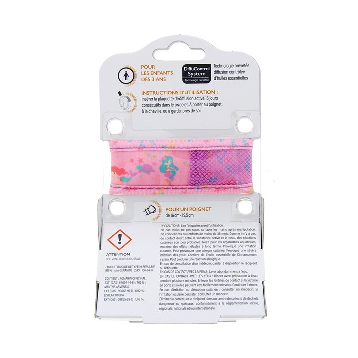 Bracelet Anti-moustiques Junior 3+ Sirène Rose - PARA'KITO - IllicoPharma
