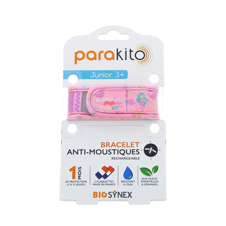 Bracelet Anti-moustiques Junior 3+ Sirène Rose - PARA'KITO - IllicoPharma