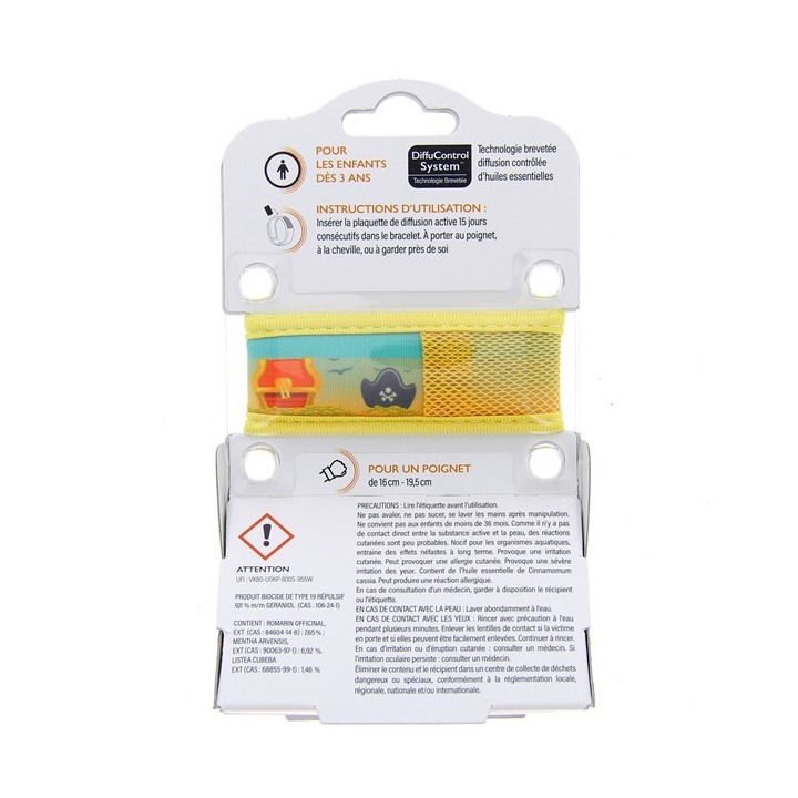 Bracelet Anti-moustiques Junior 3+ Pirate Jaune - PARA'KITO - IllicoPharma