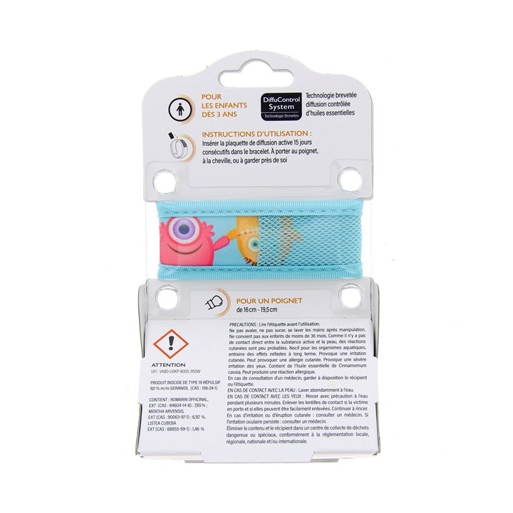 Bracelet Anti-moustiques Junior 3+ Monstre Bleu - PARA'KITO - IllicoPharma