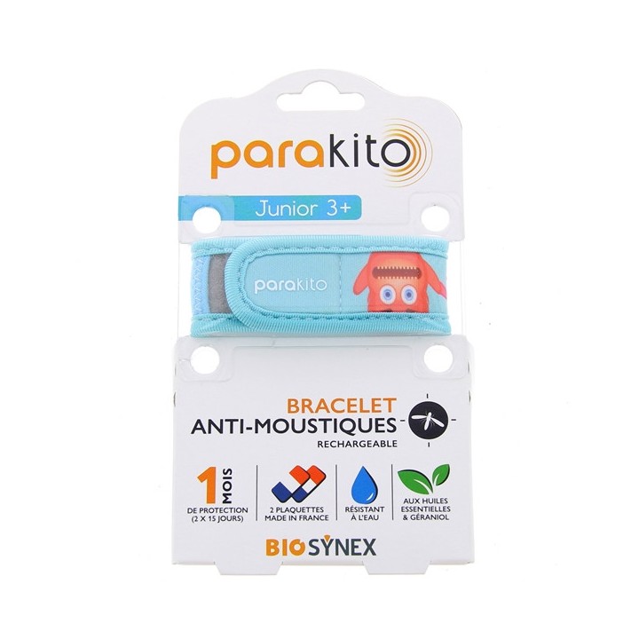 Bracelet Anti-moustiques Junior 3+ Monstre Bleu - PARA'KITO - IllicoPharma