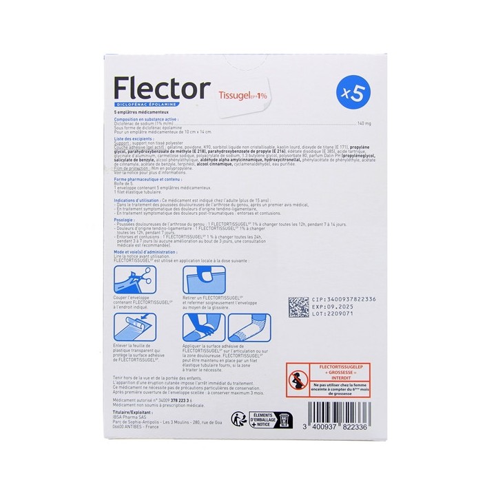 Flector Tissugel EP 1% Emplâtre, Douleurs articulaires et musculaires - IllicoPharma