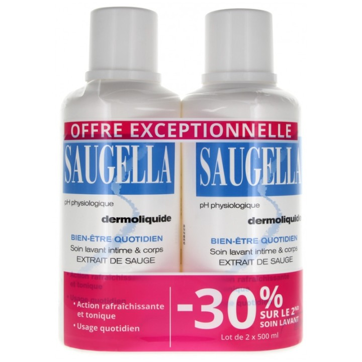 Dermoliquide Soin Lavant Intime & corps 2x500ml - Saugella - IllicoPharma