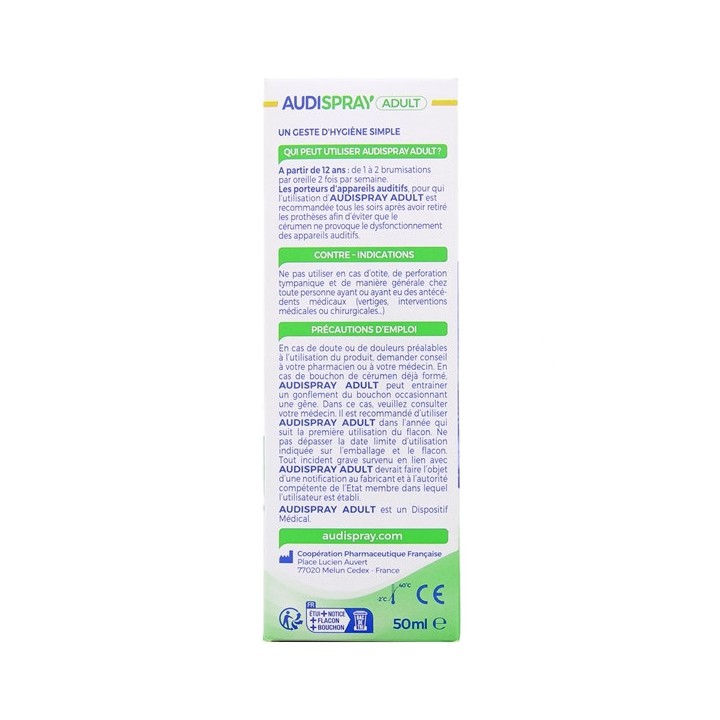 Audispray Hygiène de l'oreille Adulte 2x50ml - Cooper - IllicoPharma