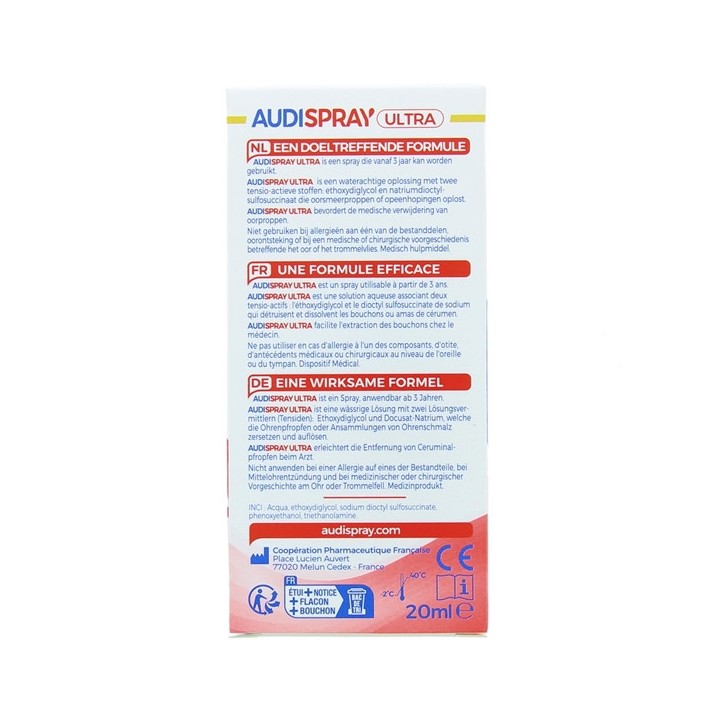 Audispray Ultra Bouchon de cérumen 20ml - Cooper - IllicoPharma