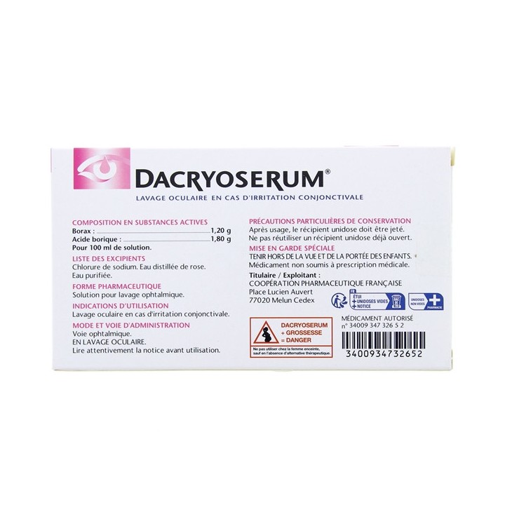 Dacryoserum unidoses 20x5ml - Lavage oculaire - Pharmacie en ligne IllicoPharma
