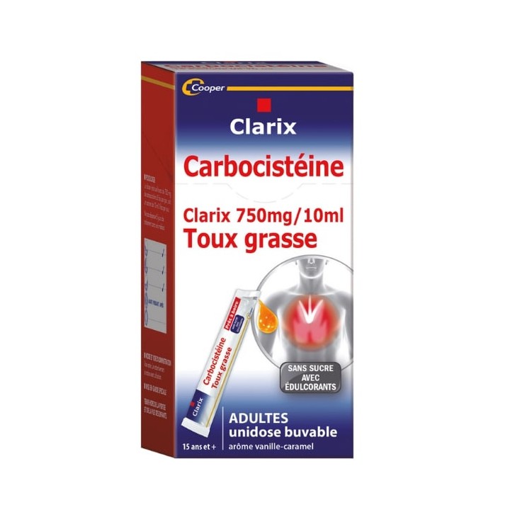 Clarix Carbocistéine 750mg/10ml - 15 unidoses - IllicoPharma