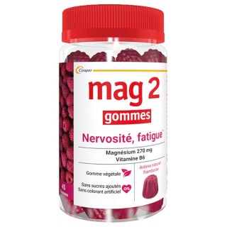 Mag 2 Gommes Nervosité Fatigue Framboise - 45 gommes - Cooper - IllicoPharma