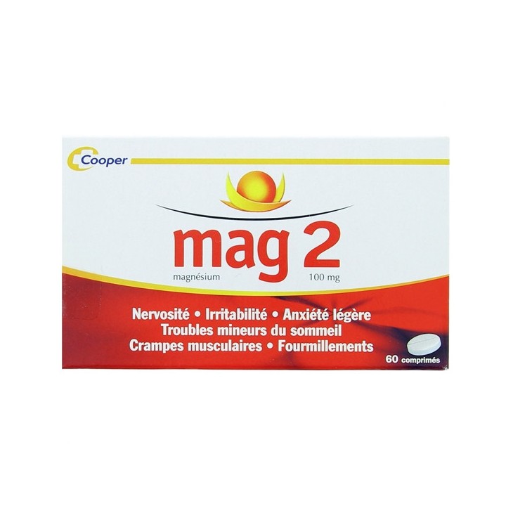Mag 2 100mg - 60 comprimés - Cooper - Médicament Magnésium - IllicoPharma
