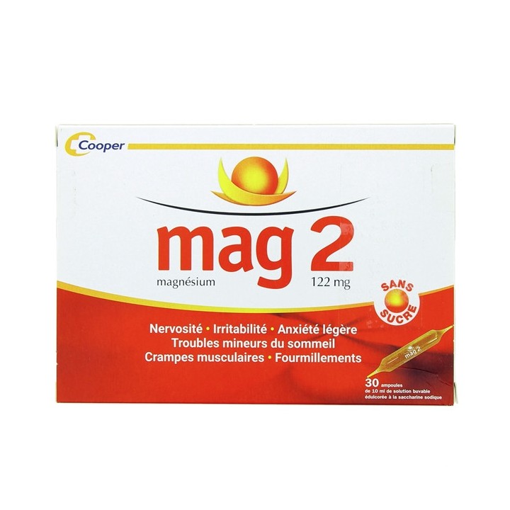 MAG 2 - 30 Ampoules de 10ml - Cooper - Médicament Magnésium - IllicoPharma
