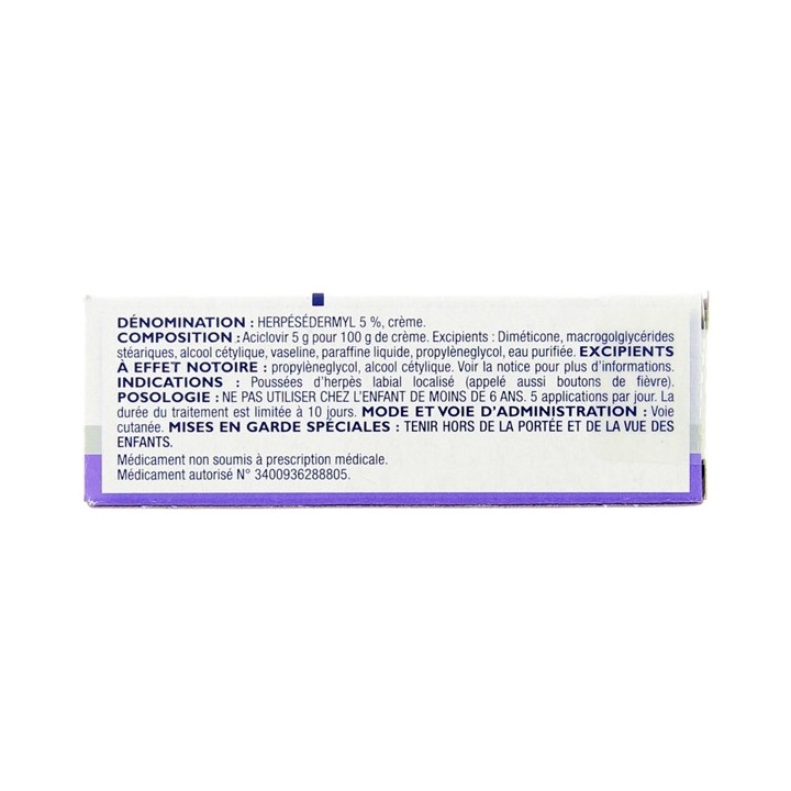 Herpesedermyl 5% crème 2g - Bouton de fièvre - e-Pharmacie IllicoPharma