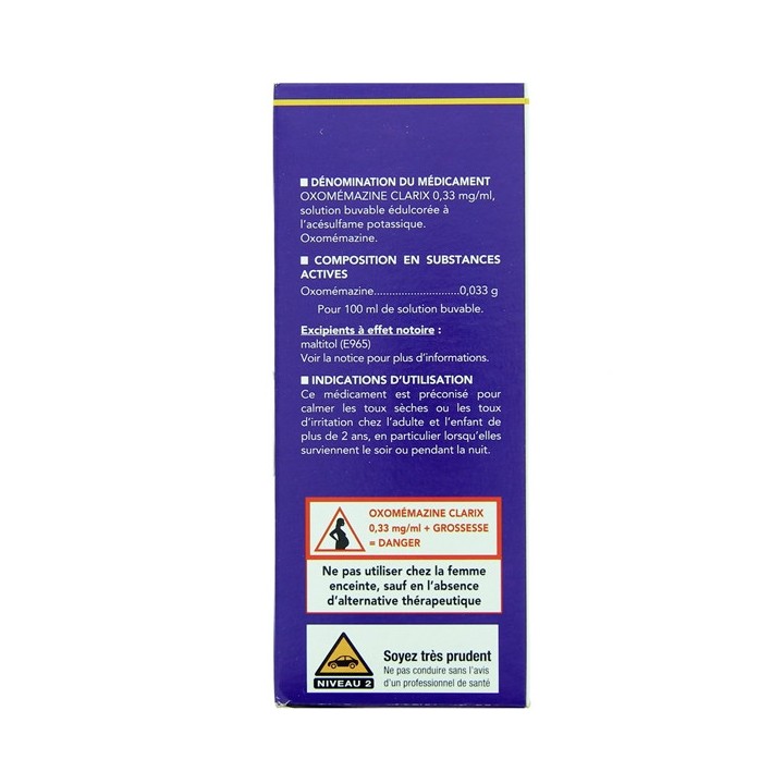 Clarix 0,33mg/ml Sirop Oxomémazine Toux sèche 150ml - IllicoPharma