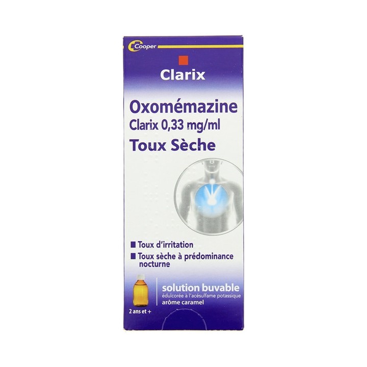 Clarix 0,33mg/ml Sirop Oxomémazine Toux sèche 150ml - IllicoPharma
