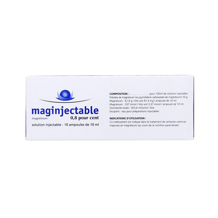 MAGinjectable 0,8% 12Amp/10ml, Magnésium, Pharmacie en ligne IllicoPharma