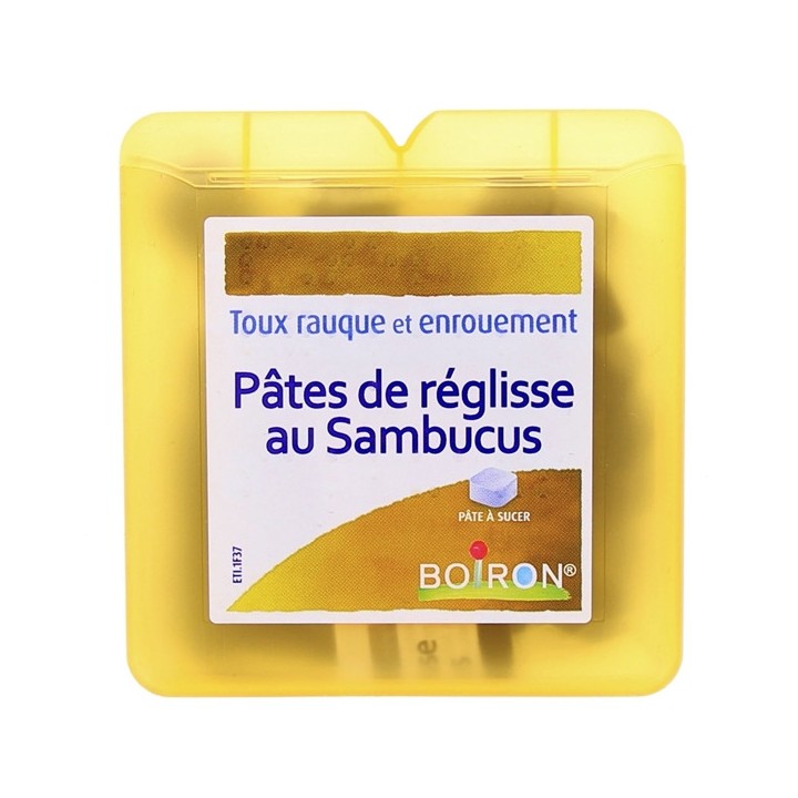 Pâtes de réglisse au Sambucus 70g - Toux et enrouement - Boiron