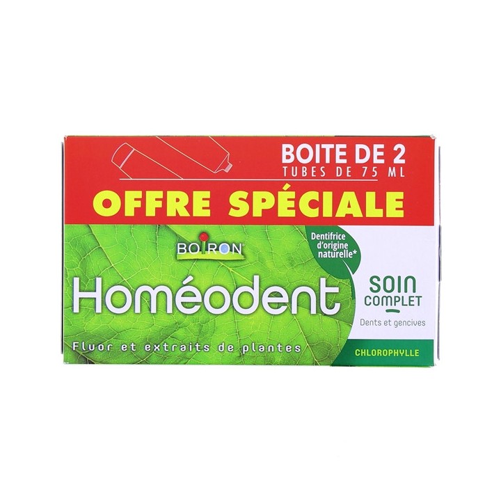 Homéodent dentifrice chlorophylle lot de 2x75ml - Boiron - Dentifrice - IllicoPharma