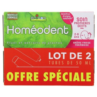 Homéodent Dentifrice Soin Premières Dents Fraise Framboise 2x50ml - Boiron - IllicoPharma