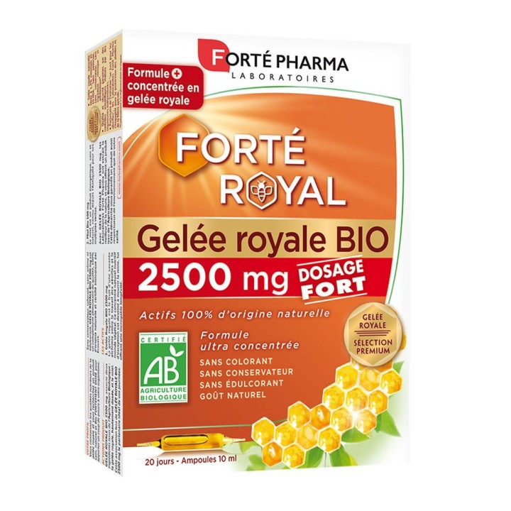 Forté Royal Gelée Royale Bio 2500mg - 20 ampoules - Forté Pharma - IllicoPharma