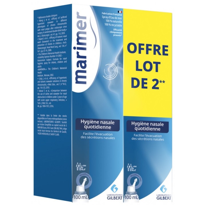 Marimer Hygiène Nasale Quotidienne Spray 2x100ml - IllicoPharma