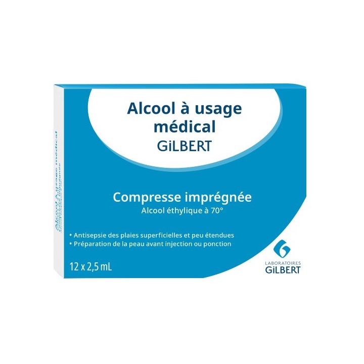 Alcool Gilbert 2,5 ml Compresses imprégnées-Mal des transports, voyage-IllicoPharma