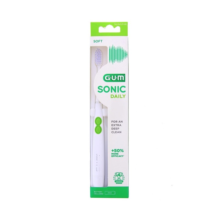 Brosse à dents Sonic Daily à piles Blanches - Gum - IllicoPharma