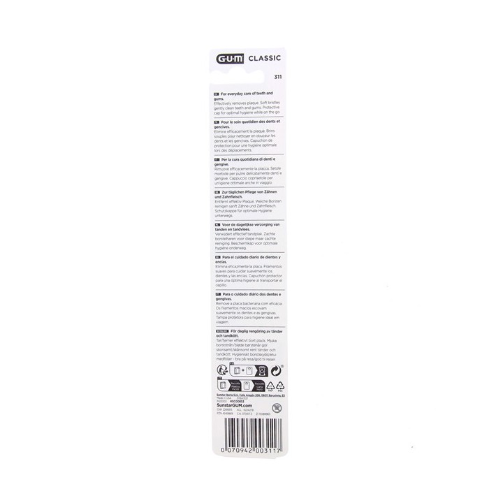 Brosse à dents Classic Souple Tête étroite 311 - Gum - IllicoPharma
