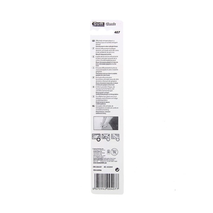 Brosse à dents Classic Souple 4 rangs Petite Tête 407 - Gum - IllicoPharma