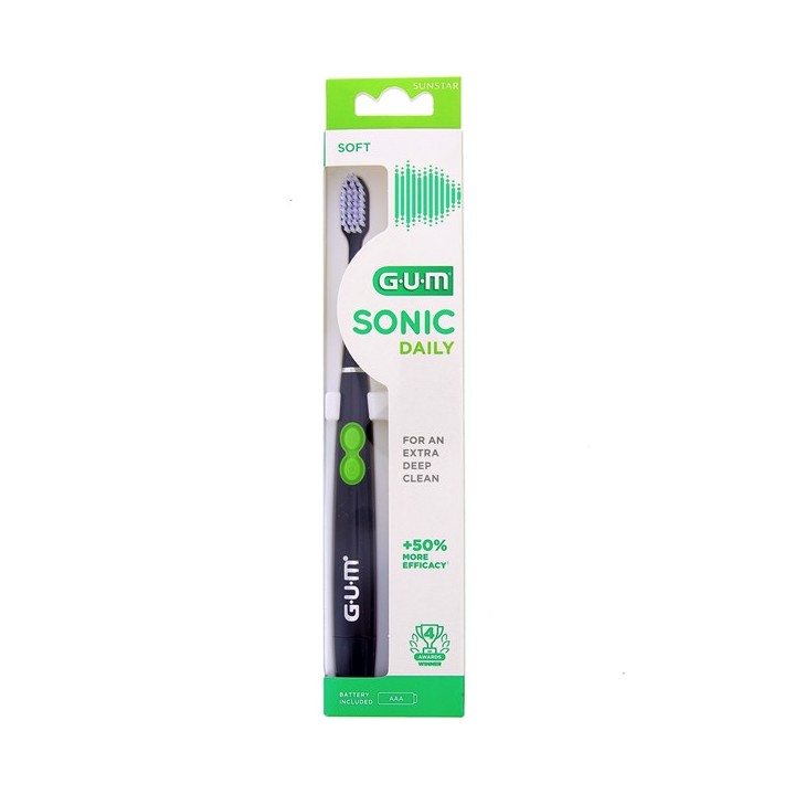 Brosse à dents Sonic Daily à piles Noire - Gum - IllicoPharma