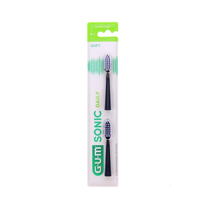 Recharge brosse à dents Sonic Sensitive Noire x2 - Gum - IllicoPharma