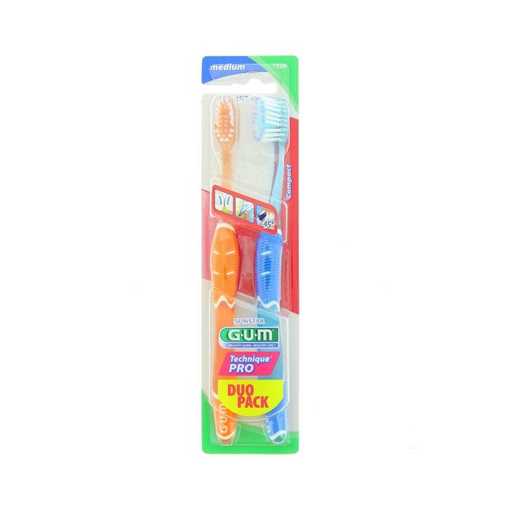 Brosse à dents Technique Pro Medium Compacte x2 Gum - IllicoPharma