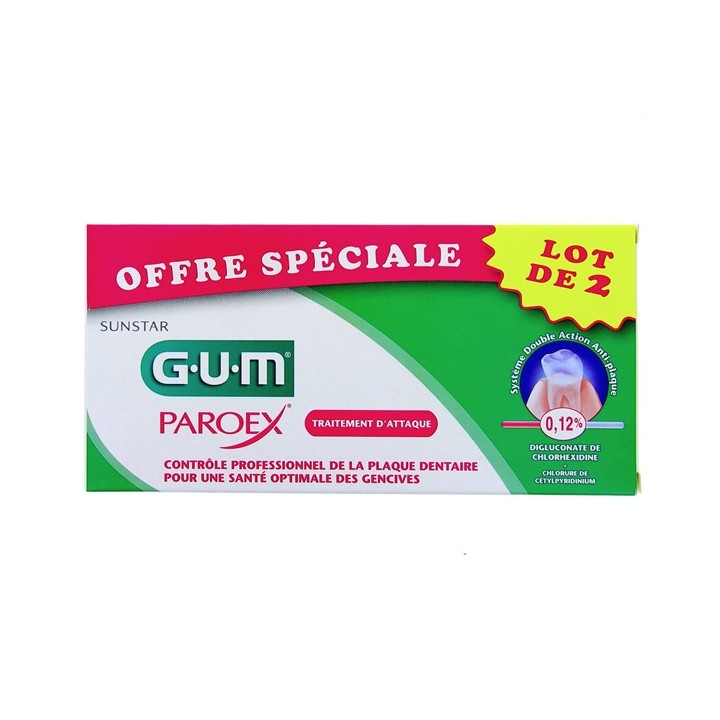 Dentifrice Paroex 0,12% 2x75ml - Gum - IllicoPharma