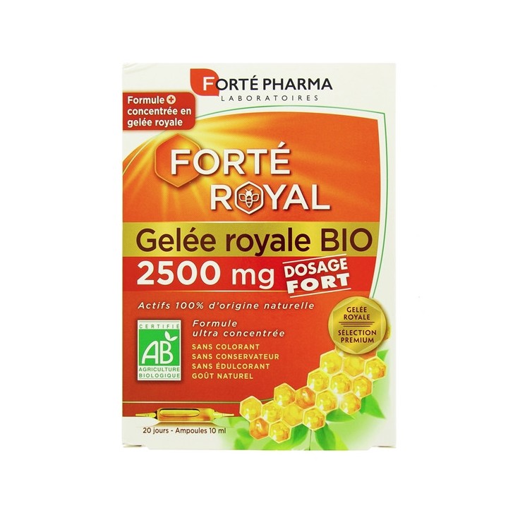Forté Royal Gelée Royale Bio 2500mg - 20 ampoules - Forté Pharma - IllicoPharma