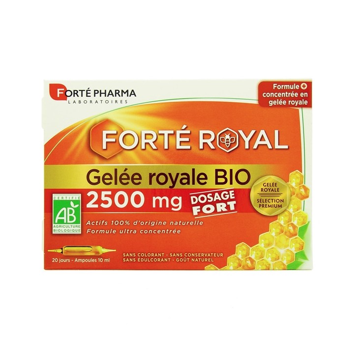 Forté Royal Gelée Royale Bio 2500mg - 20 ampoules - Forté Pharma - IllicoPharma
