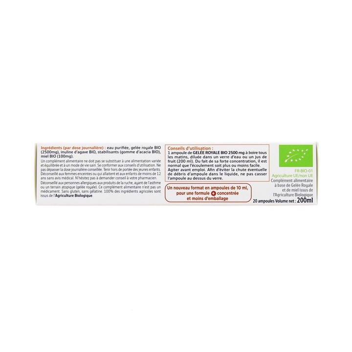 Forté Royal Gelée Royale Bio 2500mg - 20 ampoules - Forté Pharma - IllicoPharma