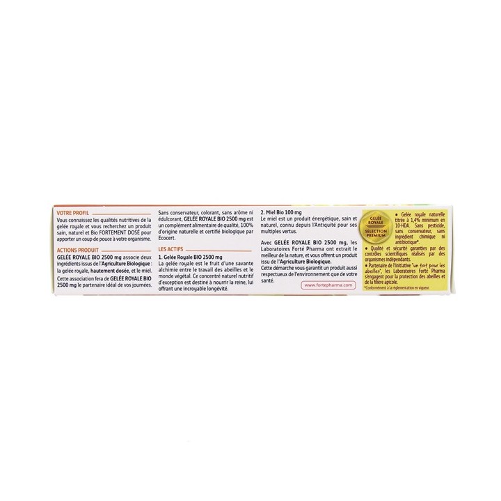 Forté Royal Gelée Royale Bio 2500mg - 20 ampoules - Forté Pharma - IllicoPharma
