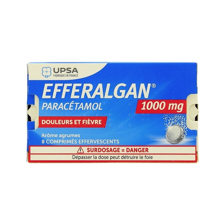 Médicament Efferalgan 1000mg effervescent arôme fruits rouges