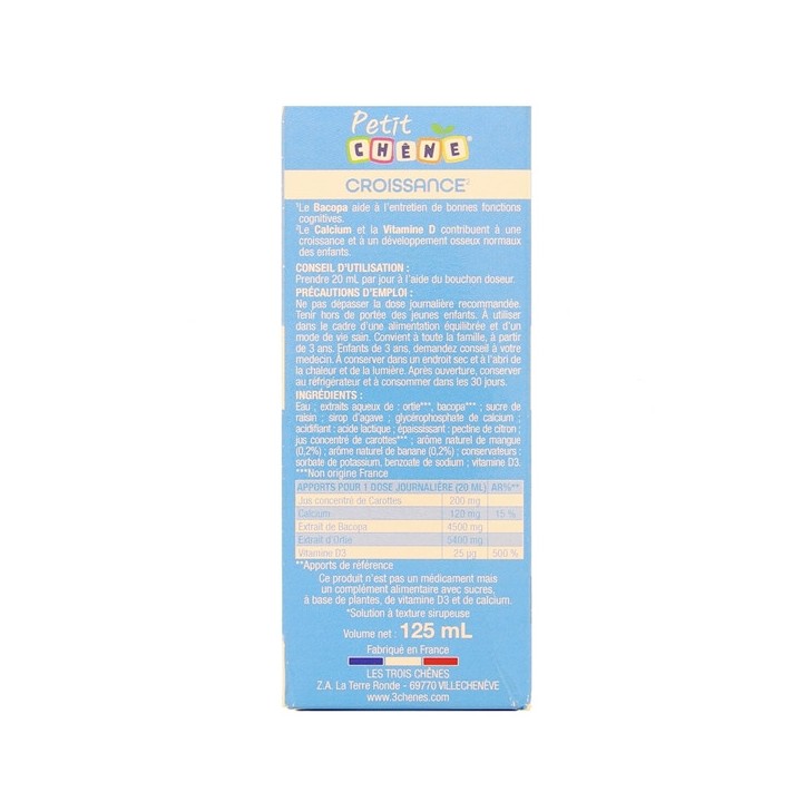 Petit chêne Croissance Sirop 125ml - Les 3 chênes – IllicoPharma