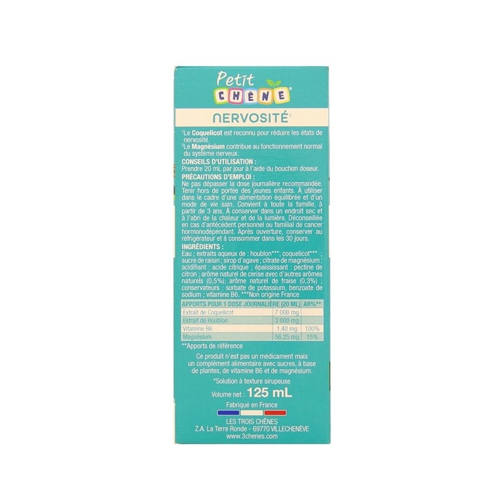 Petit chêne Nervosité Sirop 125ml - Les 3 chênes – IllicoPharma