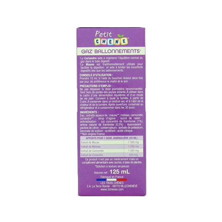 Petit chêne Gaz Ballonnements Sirop 125ml - Les 3 chênes – IllicoPharma