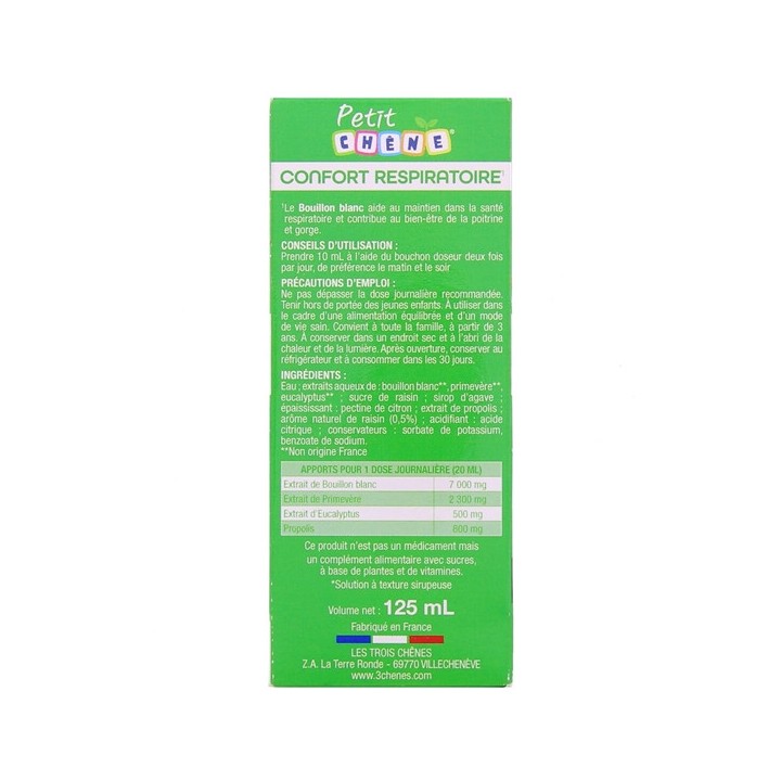 Petit chêne Confort Respiratoire Sirop 125ml - Les 3 chênes – IllicoPharma