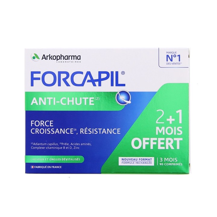 Forcapil Anti-chute 2 mois achetés + 1 offert - Arkopharma - En vente chez Illicopharma