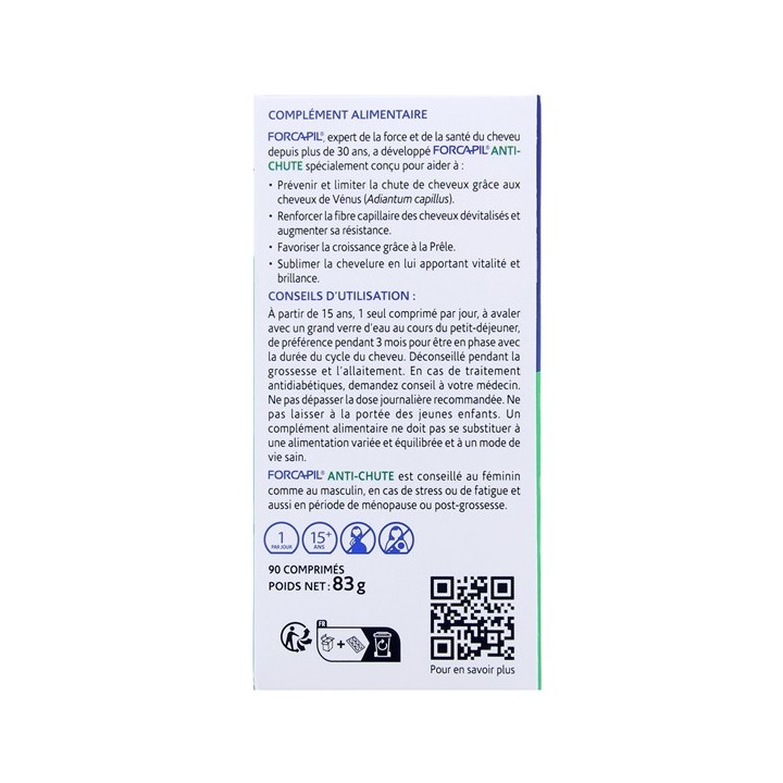 Forcapil Anti-chute 2 mois achetés + 1 offert - Arkopharma - En vente chez Illicopharma