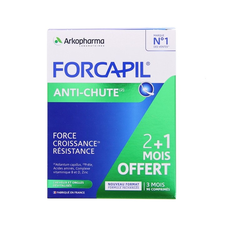 Forcapil Anti-chute 2 mois achetés + 1 offert - Arkopharma - En vente chez Illicopharma