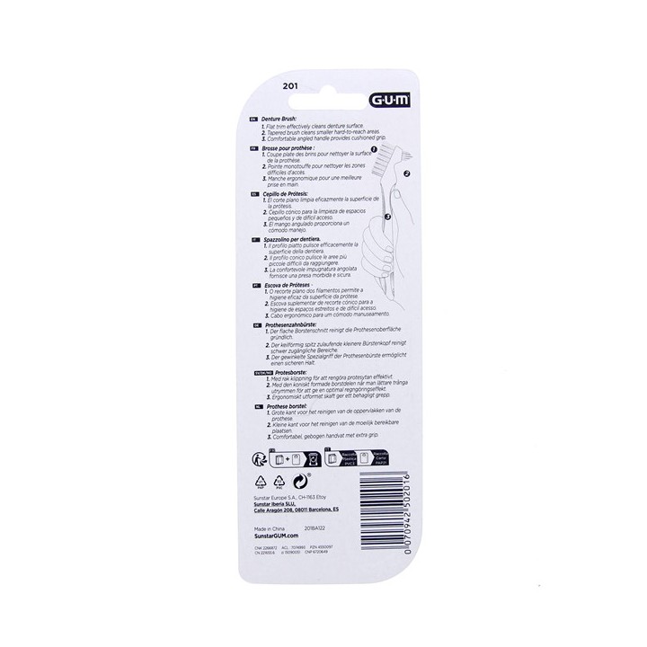Brosse à dents Prothèse 201 - Gum - Soins des appareils - IllicoPharma