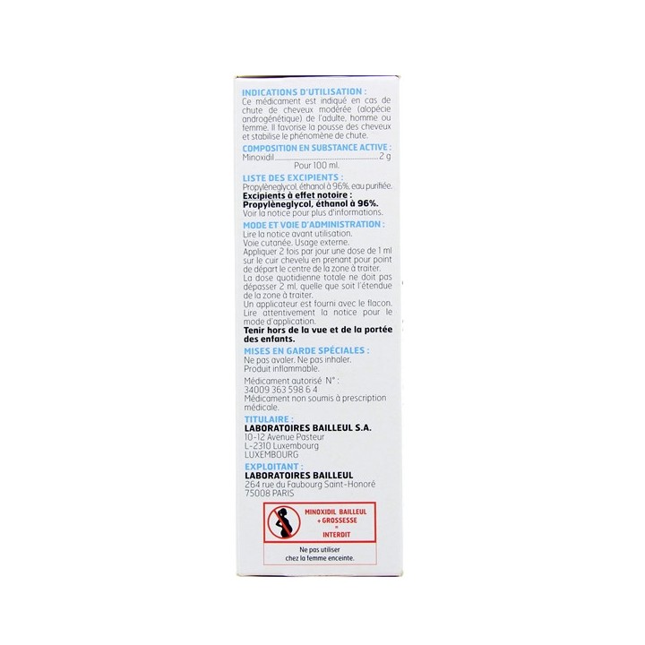 Minoxidil Bailleul 2%, Chute de cheveux, Pharmacie en ligne IllicoPharma